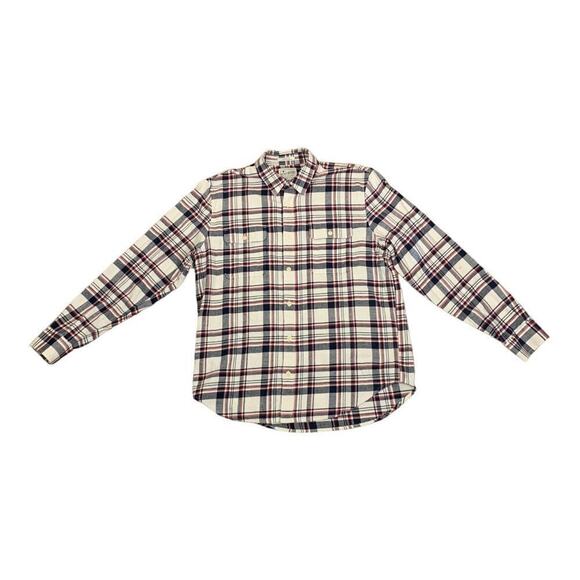 Lucky Brand Saturday Stretch White, Navy & Red Plaid Flannel Shirt size L Men’s - Picture 3 of 8